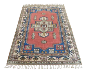 Vintage Turkish Rug Traditional Hand Knotted High Pile Wool Area Rug - 5' 3" X 7' 10"
