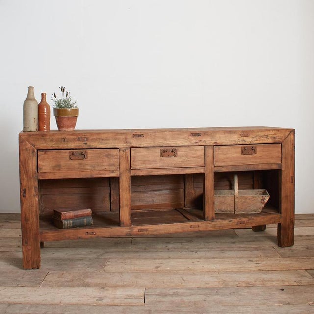 Antique Rustic Elm Haberdashery Kitchen Island Sideboard For Sale - Image 14 of 14