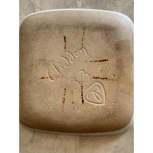 Vintage Glidden Pottery Speckled Square 8.25” Plates – Mid-Century California Stoneware, Set of 2 For Sale In Chicago - Image 6 of 10