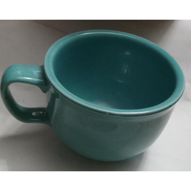 Homer Laughlin China Intro 1986 Fiesta Turquoise Jumbo 18 Oz Mug / Planter Cup Usa Oven Safe, Microwave Safe, Dishwasher Safe Discontinued Piece For Sale - Image 4 of 6
