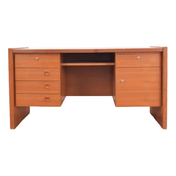 Mid-Century Danish Teak Desk, 1980s For Sale