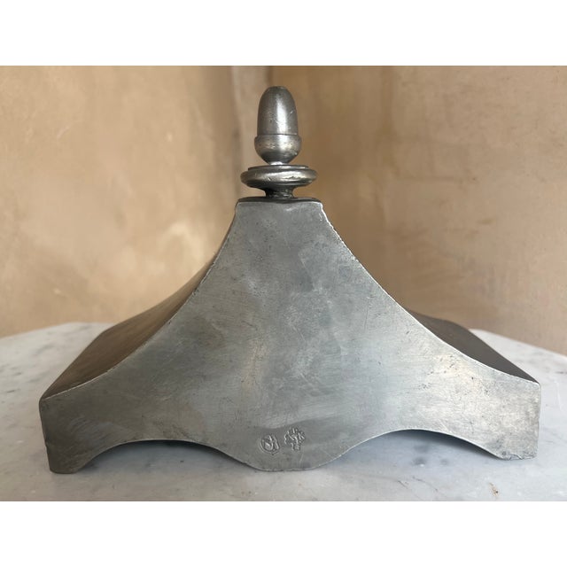 Wood Antique Pewter Lavabo on Handmade Antique Oak Panel, 18th Century For Sale - Image 7 of 15