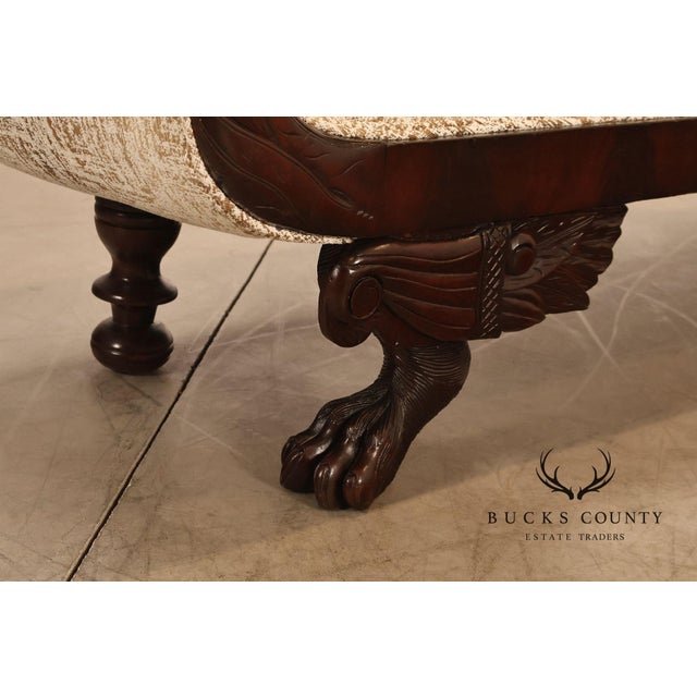 Antique American Upholstered Empire Style Carved Mahogany Sofa For Sale - Image 17 of 18