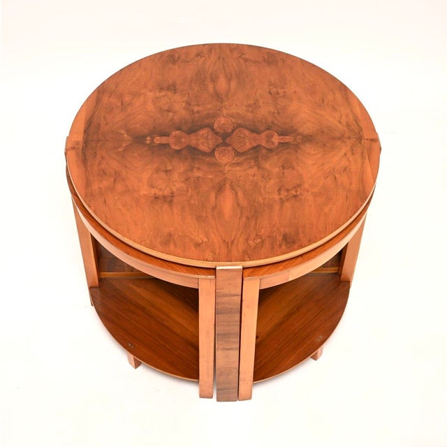 Art Deco Nesting Tables in Figured Walnut, 1930, Set of 4 For Sale - Image 4 of 11