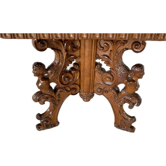 Brown Italian Baroque Inlaid Walnut Center Table For Sale - Image 8 of 9