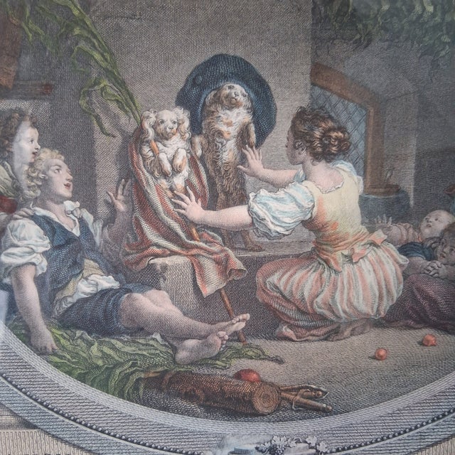 This is a hand-colored 20th century reprint of the engraving by Nicolas DeLaunay after Fragonard's famous painting,...