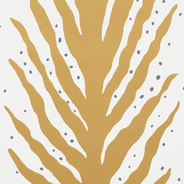 "Is it animal, vegetal or a little of both? A stripe that dares to be different, this striking screen-printed wallpaper...