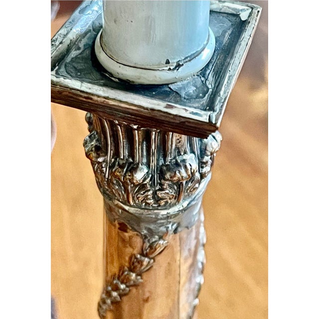 19th C. English Sheffield Silver Plate Corinthian Column Candlestick Lamp For Sale In New York - Image 6 of 9
