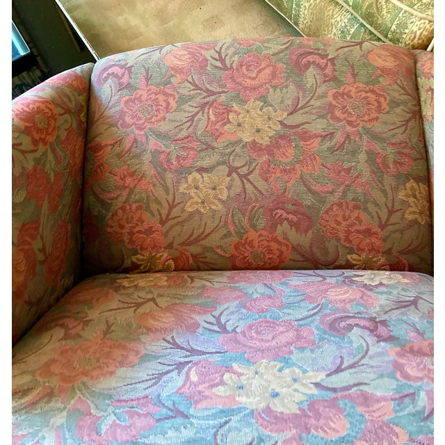 Raspberry Red Pair of Vintage David Edward Club Chairs With Floral Print For Sale - Image 8 of 17