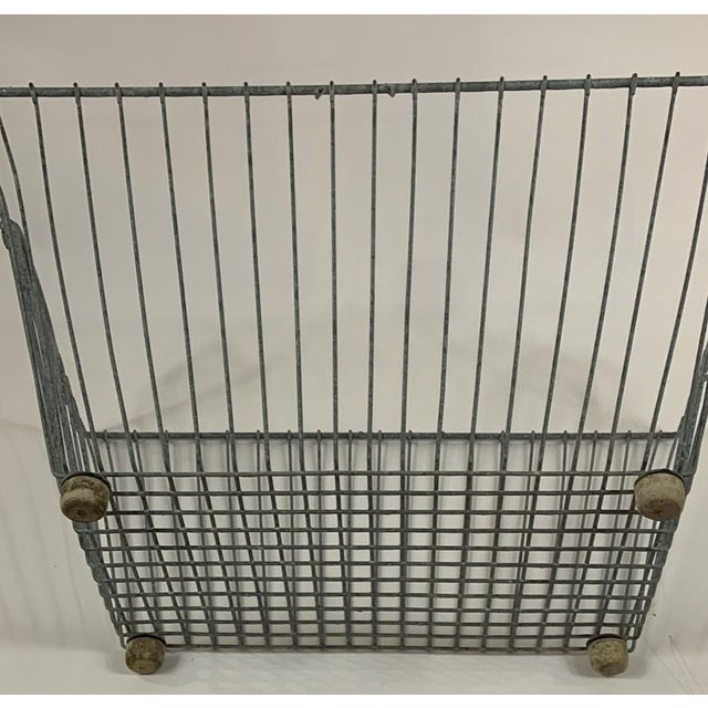 French Vintage French Wire Industrial Handled Floor Basket For Sale - Image 3 of 3