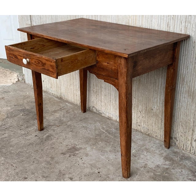 Spanish Early 20th Spanish Mobila Country Farm Desk with, Side Table or Butcher Block For Sale - Image 3 of 18