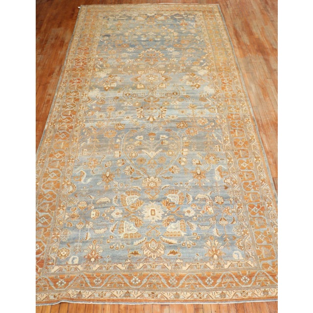 Zabihi Collection Blue Persian Bibikabad Corridor Rug For Sale In New York - Image 6 of 12