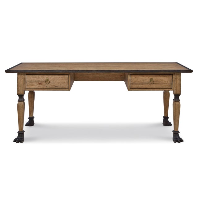 The Grande Italian walnut desk with ebonized details and carved feet is areflection of Italy's rich tradition of fine...