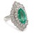 Art Deco 1940s Convertible Marquise Colombian Emerald and Diamond Pendant/Ring, Size 5.25 For Sale - Image 3 of 4