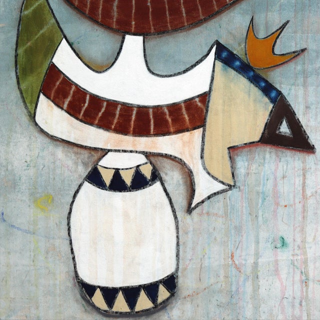 Jits Do Amalfi - Original Blue Organic Abstract Oil Acrylic and Charcoal Painting on Canvas For Sale - Image 4 of 9