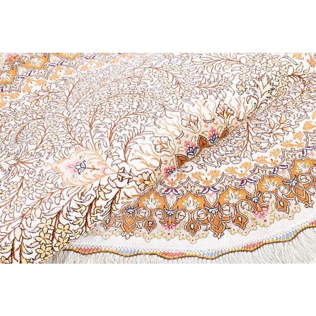 Beige Ghom Silk Rug in Beige For Sale - Image 8 of 13