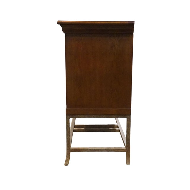 Hickory White Burled Walnut Italian Modern 70" Sideboard Buffet W. Metal Base 41024-41 For Sale - Image 11 of 14