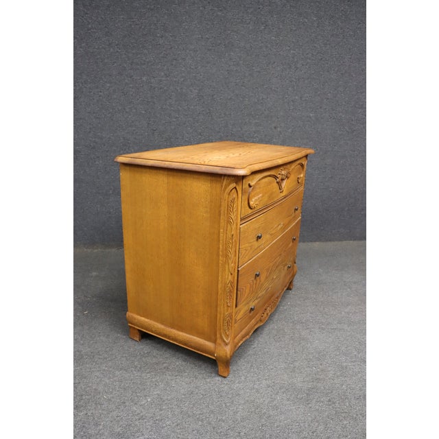 Wood Oakwood Interiors Solid Oak Carved French Country 4-Drawer Dresser With Cedar-Lined Oak Drawers For Sale - Image 7 of 14