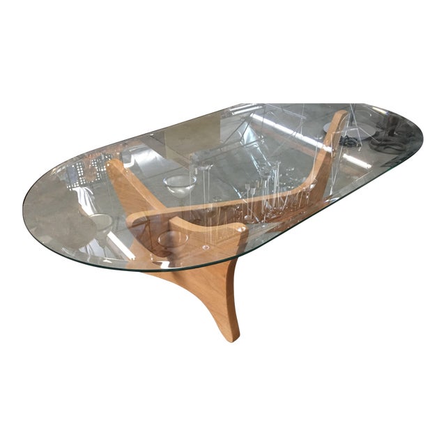 Mid Century Modern Noguchi Style Oval Glass Coffee Table Chairish