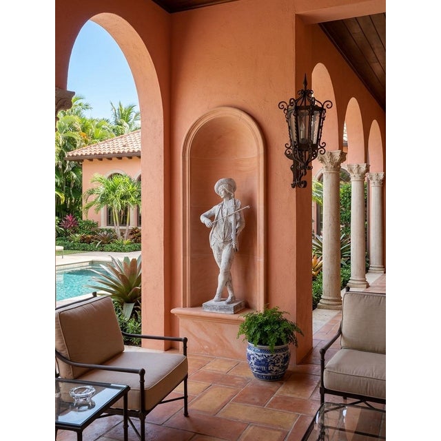 Vintage European-Style Lead Garden Statue of a Standing Violinist For Sale - Image 9 of 12