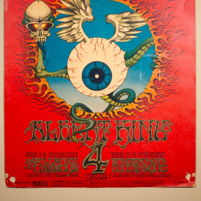 First Edition Flying Eyball Jimi Hendrix Concert at the Fillmore Poster, San Francisco, 1968 For Sale - Image 4 of 7