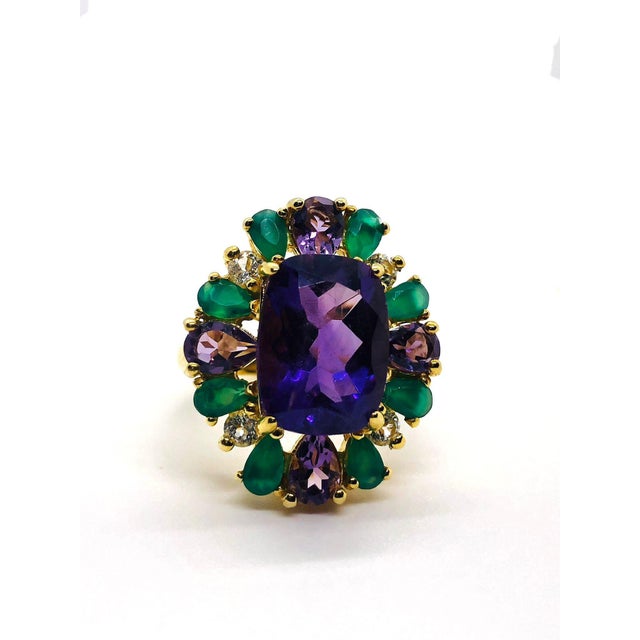 Bochic “Capri” Vintage Amethyst, Sapphire & Green Onyx — 18K Gold & Silver Signed Masterpiece • Exceptional Gem Weight •...