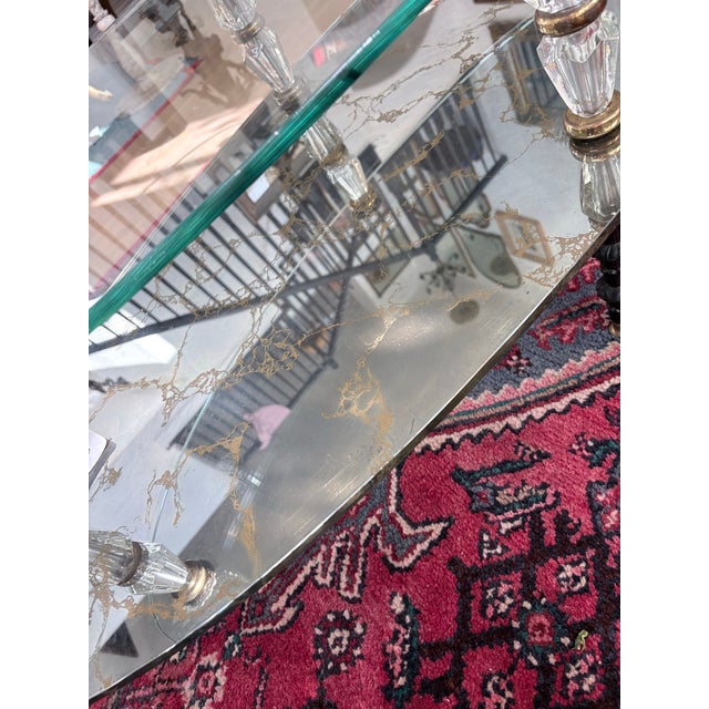 Mid 20th Century Vintage Hollywood Regency Two-Tier Oval Glass & Gilt Coffee Table For Sale - Image 5 of 10