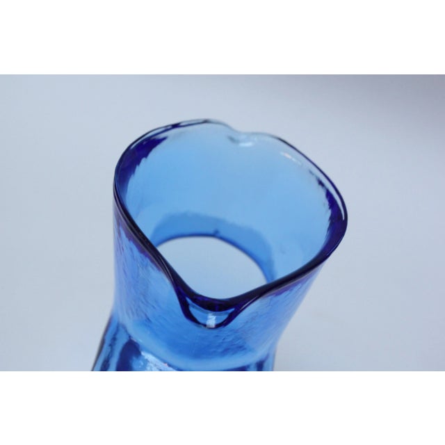 Vintage Blown Glass Azure Double Spout Pitcher by Blenko For Sale - Image 9 of 10