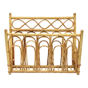 1960s Vintage Burnt Bamboo Magazine Rack