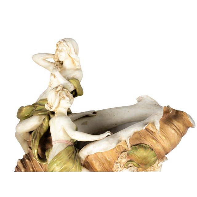 Art Nouveau Porcelain Centerpiece with Nymphs from Royal Dux Bohemia, 1900s For Sale - Image 12 of 14