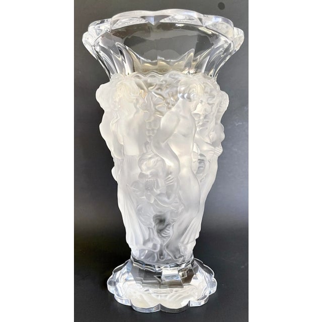 Vintage Desna Czech Republic Crystal Nude Figures Vase For Sale - Image 11 of 13