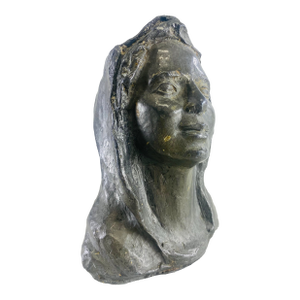 Early 20th Century Rustic French Solid Zinc Sculpture of a Woman
