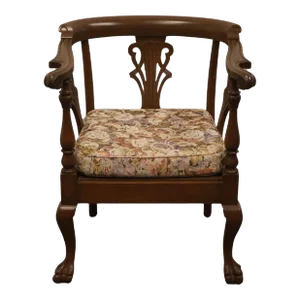Vintage Antique Solid Mahogany Traditional French Inspired Accent Arm Chair