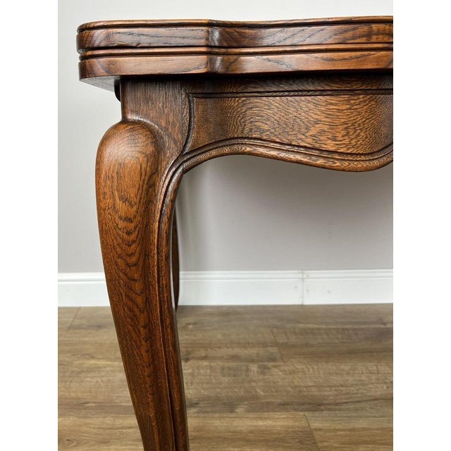 Wood Vintage French Louis XVI Carved Oak Extendable Dining Table For Sale - Image 7 of 17