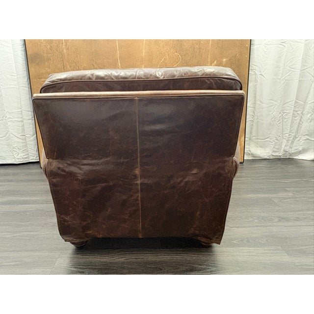 Rh Original Lancaster Leather Recliner Italian Brompton Leather | Cocoa | Down-Feather Fill For Sale - Image 17 of 18