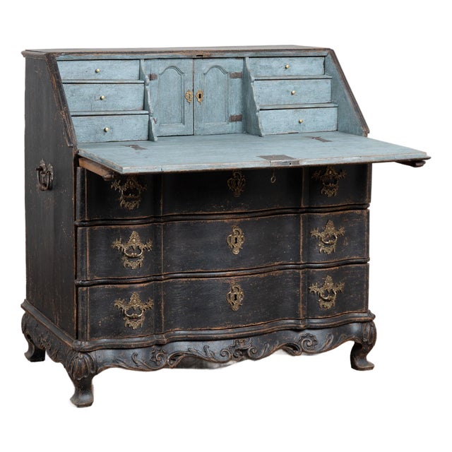 Late 18th Century Danish Black Oak Secretary Bureau For Sale
