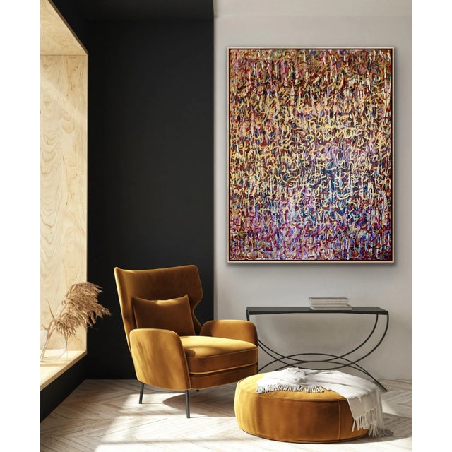 "Kinetic" Original 48"x60" Acrylic on Canvas Abstract Painting With Maple Floater Frame by Pamela Harmon For Sale - Image 4 of 12