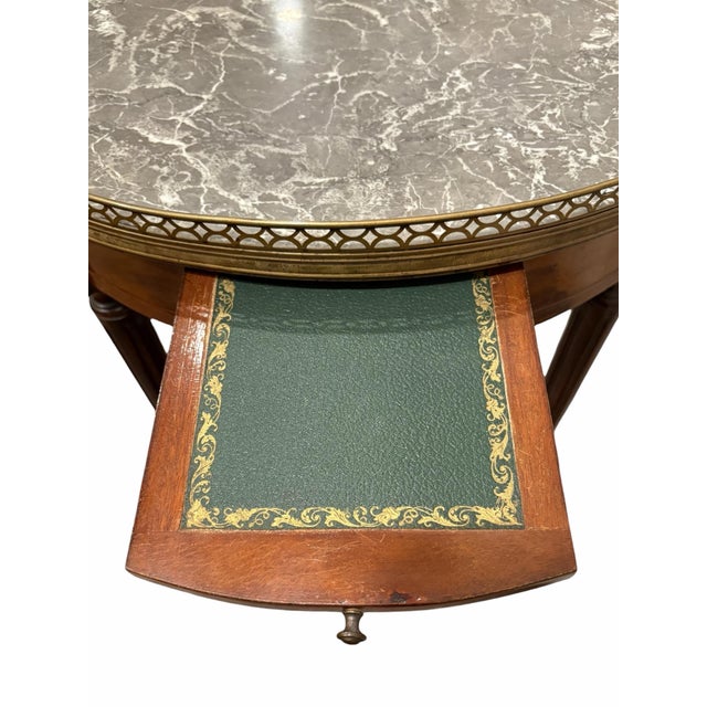 1910s 1910s Antique French Louis XVI Mahogany & Marble Bouillotte Center Table For Sale - Image 5 of 7