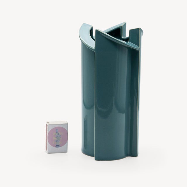 Windmill Turquoise Porcelain Vases by Jan Van Der Vaart for Rosenthal, Set of 2, 1988, Set of 2 For Sale - Image 9 of 15