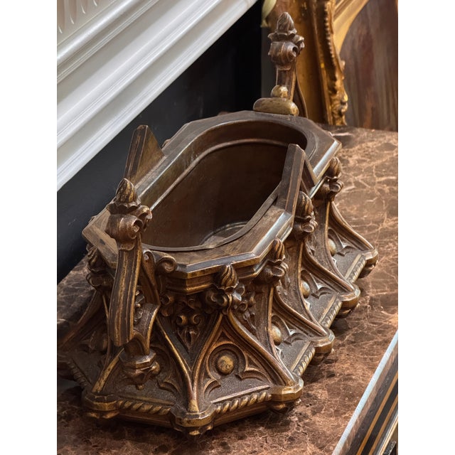 Mid-19th Century English Gothic Revival Cast Bronze Planter For Sale - Image 9 of 12