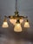 Traditional Vintage Classic Revival Brass Pan Fixture With Glass Shades For Sale - Image 3 of 12