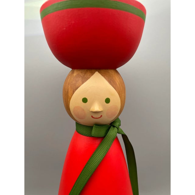 Red 1970s Swedish Wooden Christmas Candle Holders- Set of 3 For Sale - Image 8 of 8