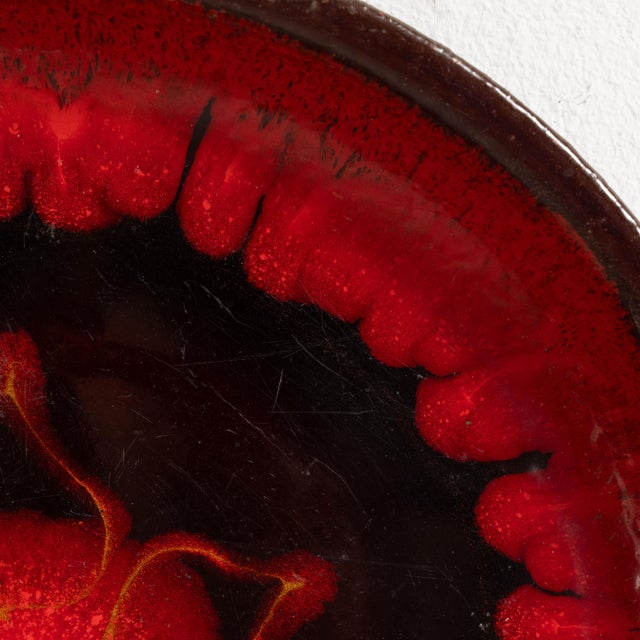 Traditional 1960s Germany Red Pottery Plate For Sale - Image 3 of 15