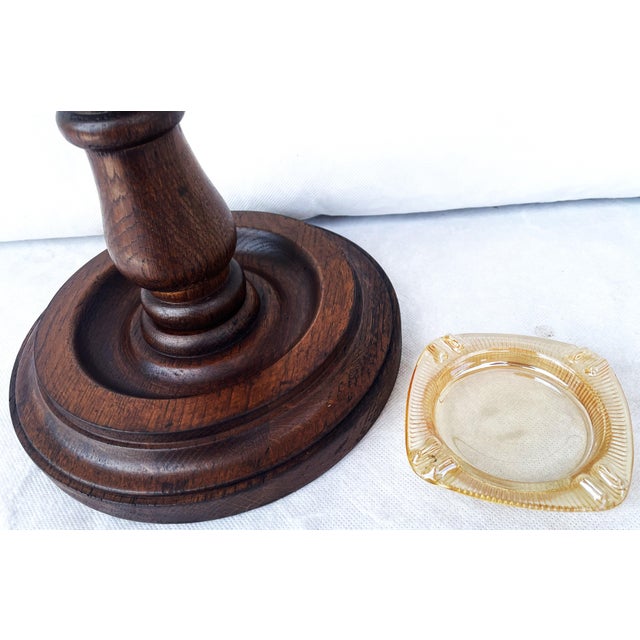 Free-Standing Ashtray in Oak Wood with Twisted Column and Glass Insert, 1970s, Set of 2 For Sale - Image 11 of 14