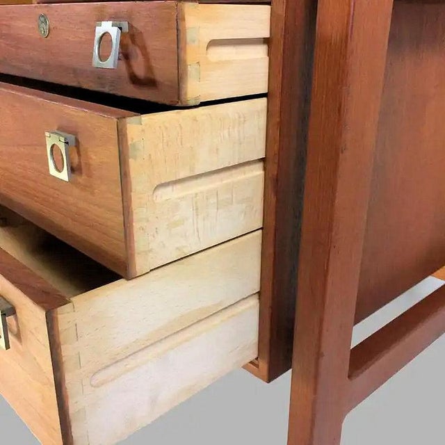Wood Large Executive Desk in Teak attributed to Arne Vodder for Sibast, 1960s For Sale - Image 7 of 11