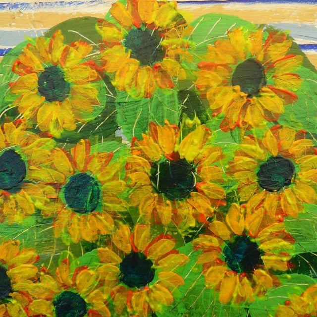 Textile Royston du Maurier-Lebek, Yellow Daisies, Oil Painting on Canvas, Framed For Sale - Image 7 of 15