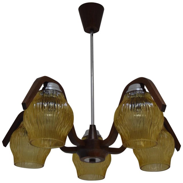 Vintage Chandelier from Dřevo Humpolec, 1960s For Sale - Image 9 of 9