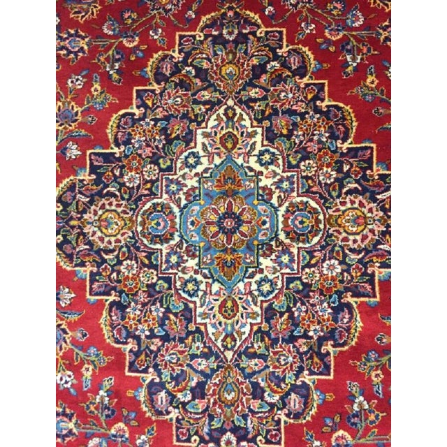 Traditional Vintage Red Kashan Hand Woven Rug 10ft 4in X 14ft 5in For Sale - Image 3 of 8