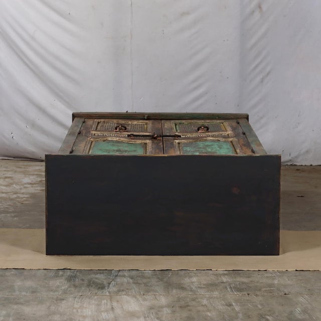 Wood Armoire Constructed From Antique Indian Painted Teakwood Doors and Elements For Sale - Image 7 of 7