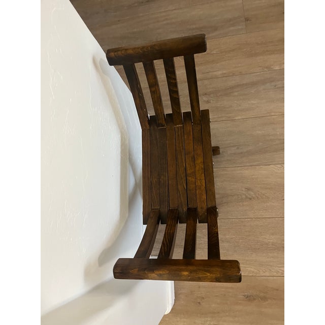 Gothic Vintage Campaign X Base Folding Desk Chair Stool For Sale - Image 3 of 12